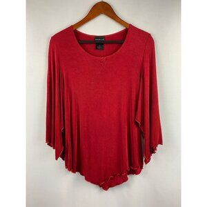 Citiknit Red Asymmetrical Hem Top Womens X